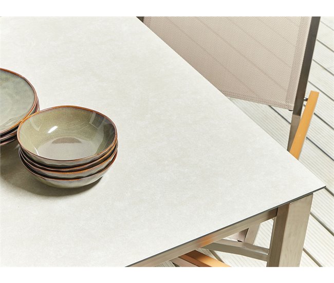 Beliani Conjunto de refeição COSOLETO/GROSSETO Branco