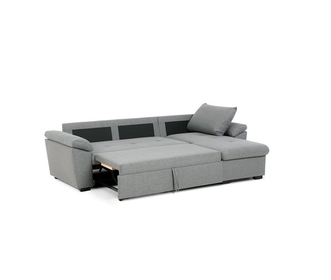 Chaise longue com cama ANTON reversível 3 lugares cinza Cinza