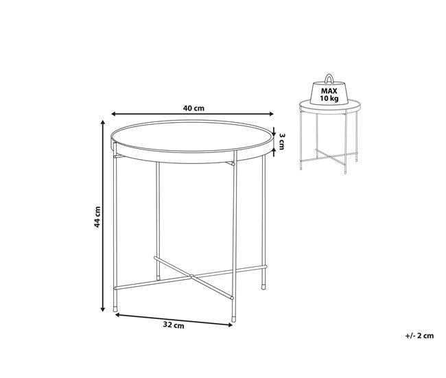 Beliani Mesa auxiliar LUCEA 40x40 Dourado
