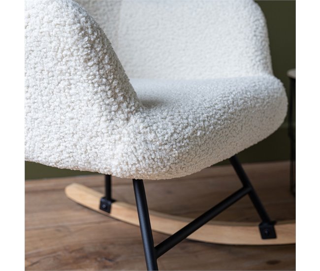 Silla mecedora en tejido bouclette KAIRA Bege