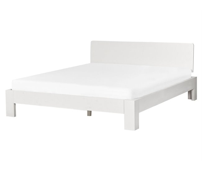 Beliani Cama com estrado Pinho ROYAN 167x207 Branco