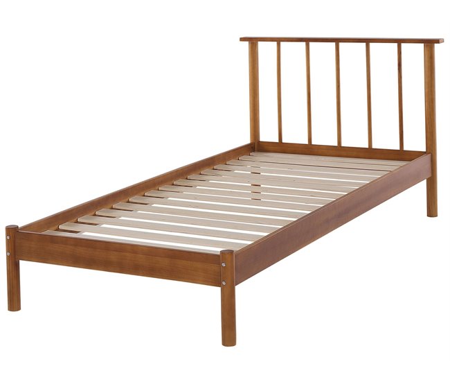 Beliani Cama com estrado Pinho BARRET 106x210 Castanho