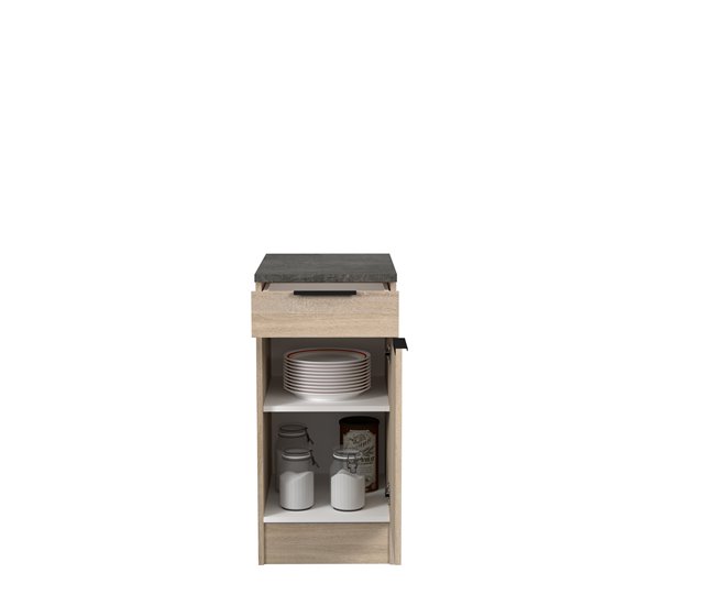 Móvel inferior FUMAY 40cm com gaveta e porta Carvalho
