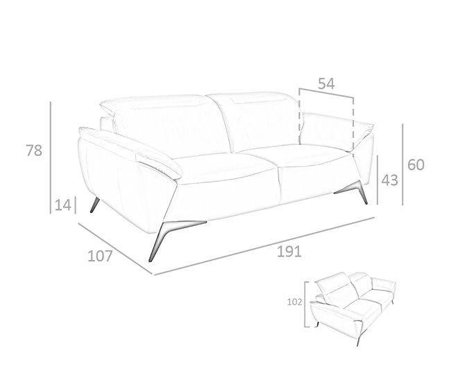 ANGEL CERDA Sofá de 2 lugares em pele de vaca Topo