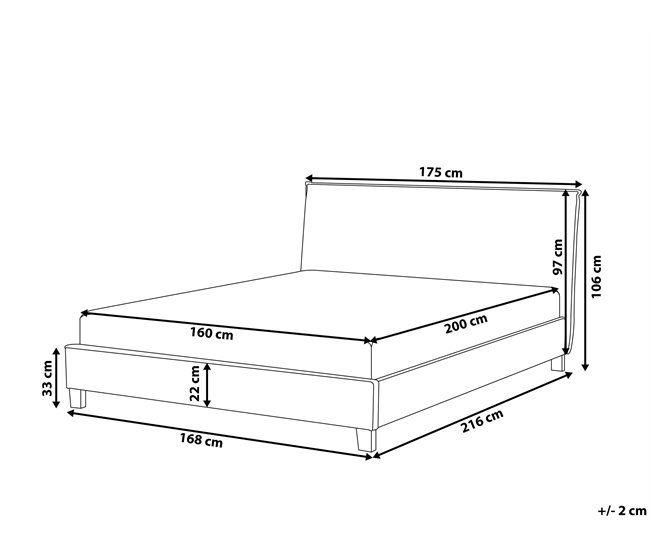 Beliani Cama com estrado Poliéster SENNEZ 175x216 Cinza Claro