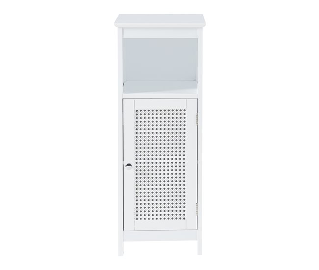 Armário de casa de banho Karlsøy com 1 porta MDF rattan Branco