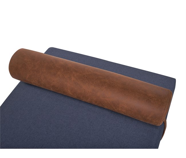 Beliani Chaise longue Pele sintética, Linho sintético MALMOS Azul