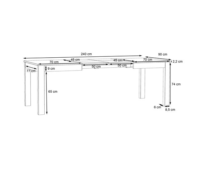 Mesa de jantar extensível MONTREAL branco Branco Brillo