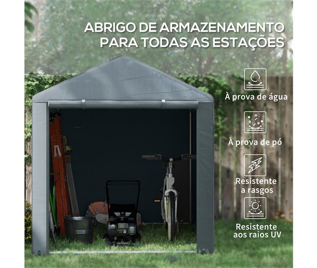 Abrigo para Ferramentas Aço Galvanizado, Tecido PE Outsunny Cinza