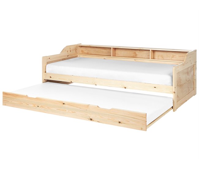 Beliani Cama com estrado Pinho EDERN 105x204 Castanho
