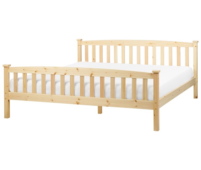 Beliani Cama com estrado Pinho GIVERNY 189x208 Branco