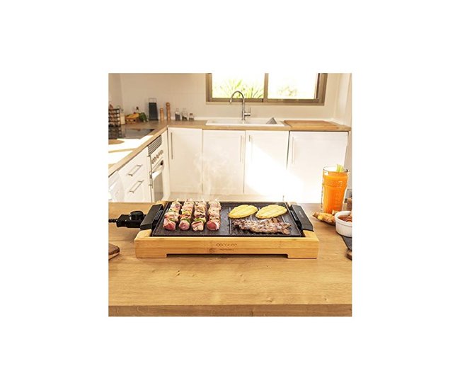 Tasty&Grill 2000 Bamboo MixStone Grelha eléctrica Cecotec Cinza