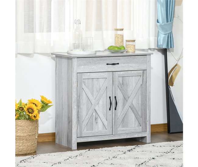 Aparador MDF, melamina de madeira HOMCOM, casa - cozinha 80 Cinza