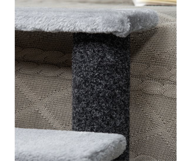 Escada para Gatos Aglomerado de Madeira, Poliéster e Feltro Cinza
