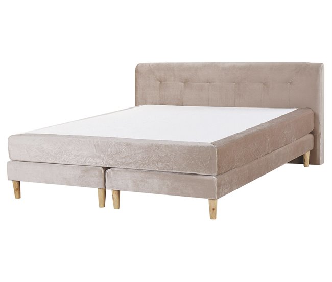 Beliani Cama continental Terciopelo MARQUISE 171x213 Cinza