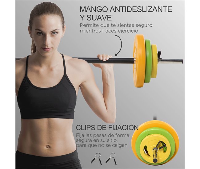 Banco de Musculação e Barra de Pesos Aço e Metal HOMCOM Multicor