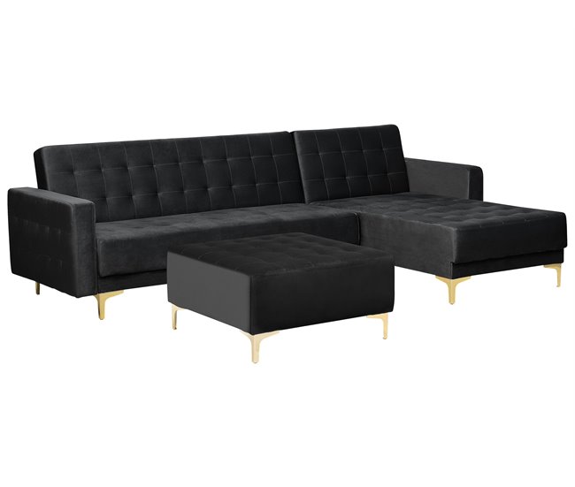 Beliani Sofá-cama Veludo ABERDEEN Areia