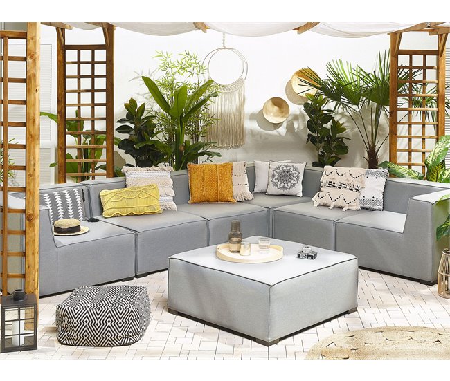 Beliani Conjunto lounge AREZZO Cinza Claro