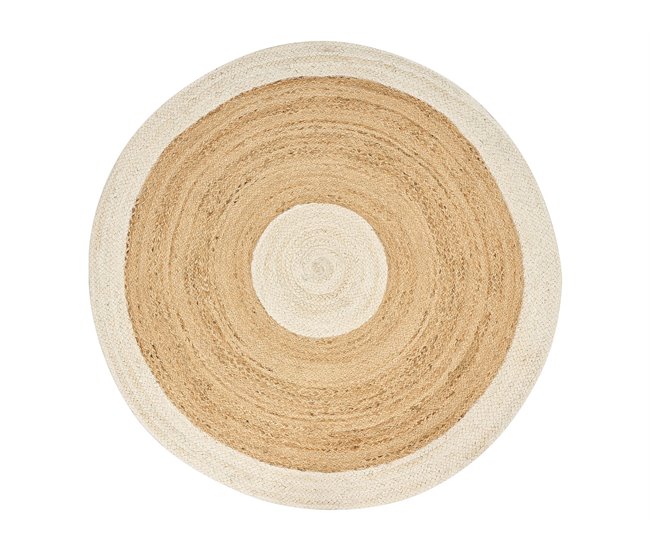 Beliani Entrelaçado YAYALAR 140x140 Branco/ Bege