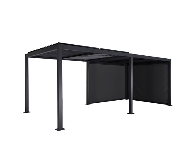 Pérgola bioclimática, alumínio e aço, lâminas orientáveis 574x272 Cinza