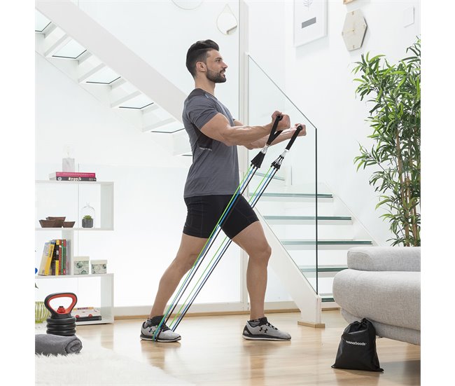Conjunto de Elásticos de Resistência com Acessórios e Guia de Exercícios TRIBAINER Preto