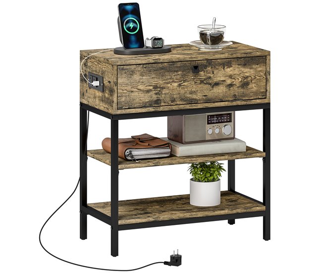 Mesa Auxiliar Melamina de Madeira e Metal HOMCOM, casa - mesas Vermelho