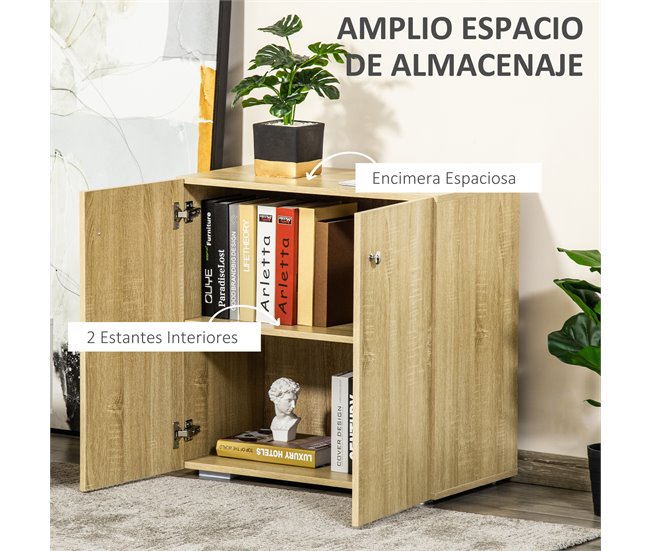 Aparador de Sala de Estar Melamina de Madeira HOMCOM 70 Branco