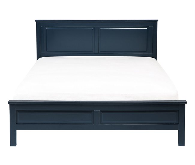 Beliani Cama com estrado Pinho OLIVET 148x208 Azul