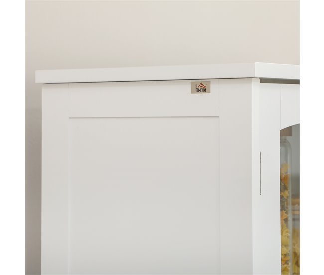 Armário de Cozinha Melamina de madeira, MDF e vidro temperado Branco