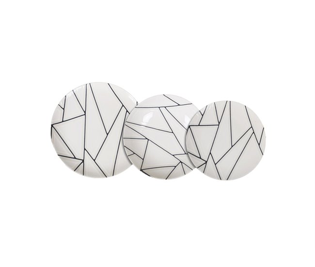 Serviço de jantar GEOMETRIC 12 peças La mediterranea Branco/ Preto