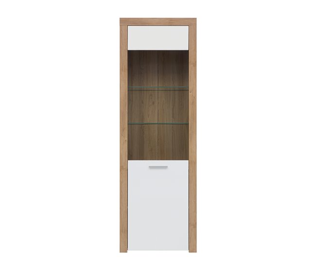 Armário expositor de 1 porta Nora Natural/ Branco