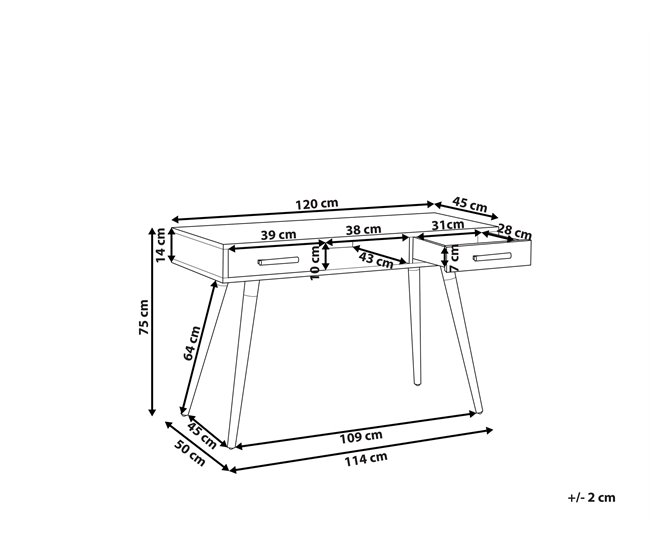 Beliani Secretária FRISCO 120x50 Branco
