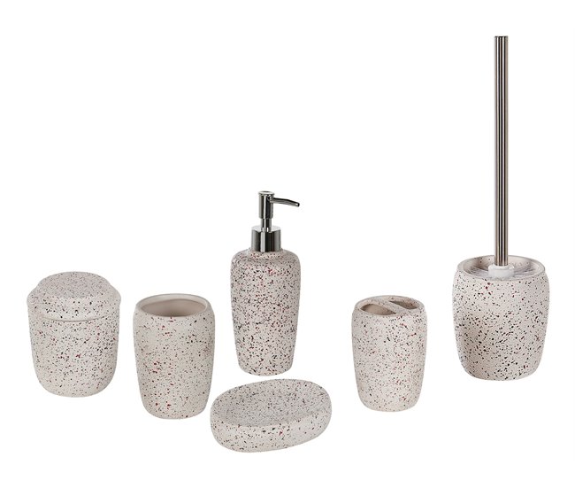 Beliani Conjunto de acessórios de banho PALMILLA Branco/ Bege