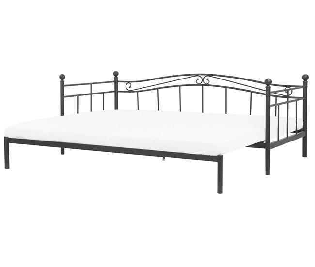 Beliani Cama com estrado Metal TULLE 102x209 Preto