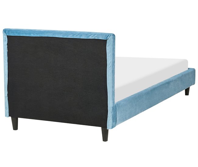 Beliani Cama Veludo FITOU 100x214 Azul Claro