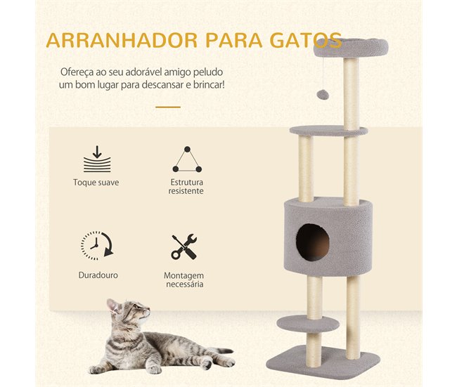 Arranhador para Gatos Aglomerado e Sisal PawHut Cinza