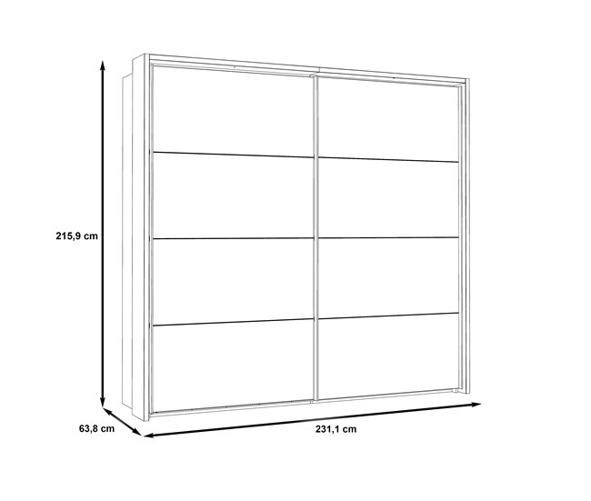 Roupeiro RICCIANO portas deslizantes 230x215cm carvalho Carvalho