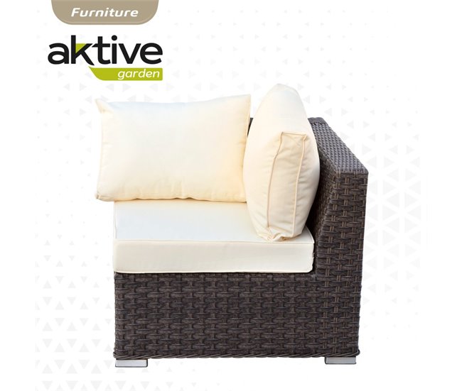 Conjunto de mobiliário de terraço sofá de canto modular com mesa Aktive Preto