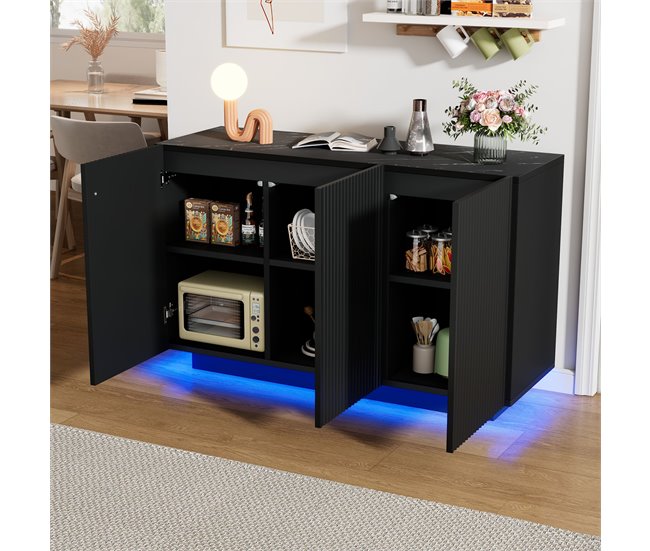 Aparador de mdf com 3 portas Preto