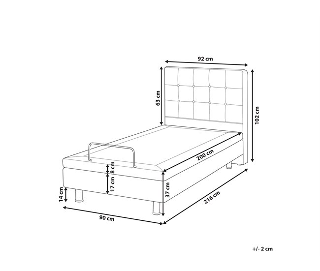 Beliani Cama com estrado Poliéster DUKE 92x216 Bege