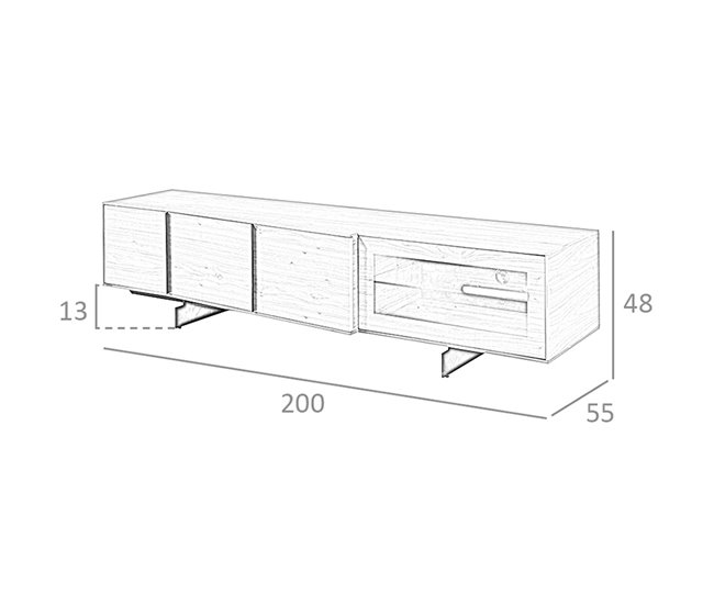 ANGEL CERDA Armário para televisão em nogueira e aço preto com iluminação interior Nogal