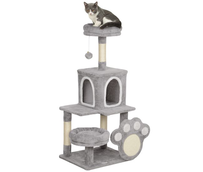 Arranhador para Gatos Melamina de Madeira e Sisal PawHut Cinza