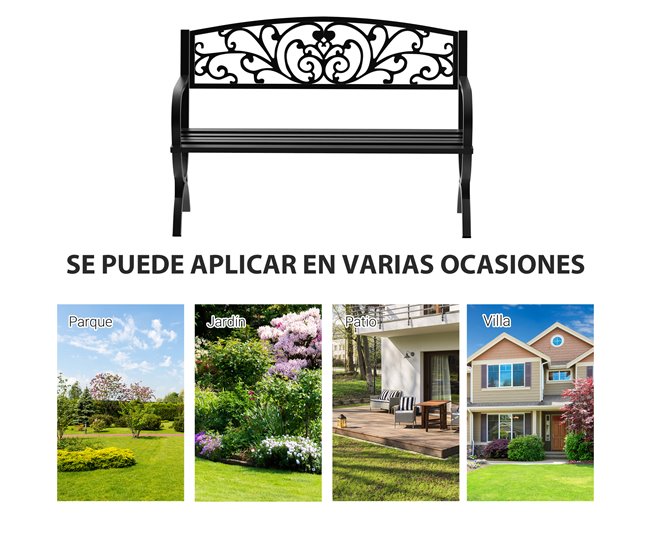 Banco de Jardim Ferro Outsunny 127x60 Preto