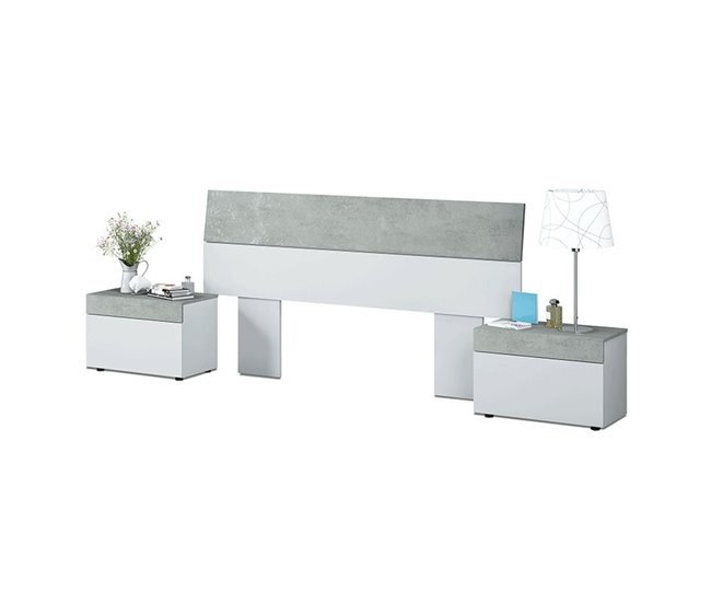 Conjunto de cabeceira e mesa de cabeceira Tekkan Branco