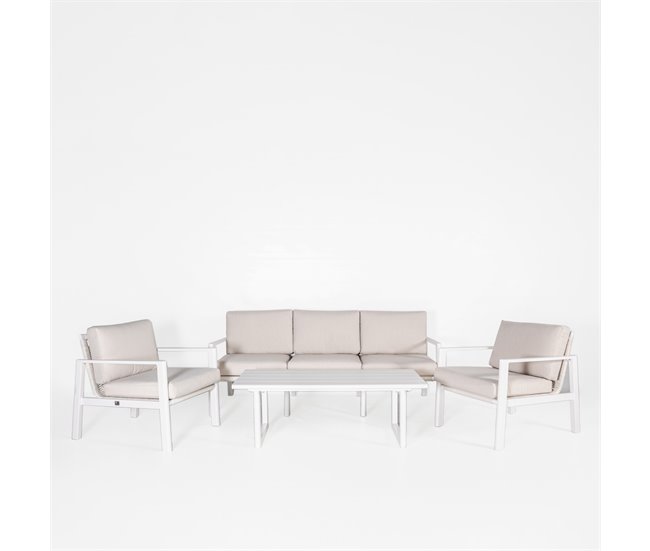 Conjunto de jardim onix com mesa baixa e cadeirões brancos