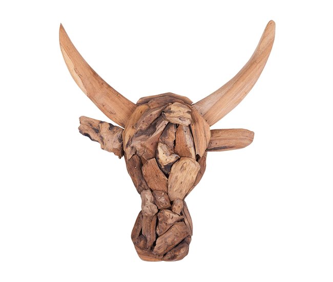 Beliani Figura de pared BULL HEAD Castanho