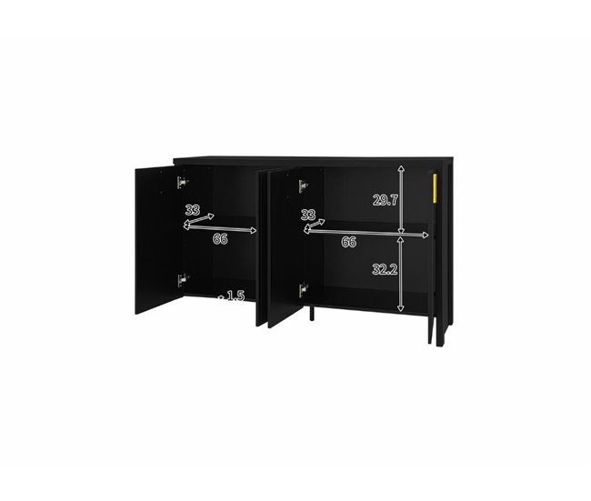 Aparador moderno e minimalista com 4 portas Preto