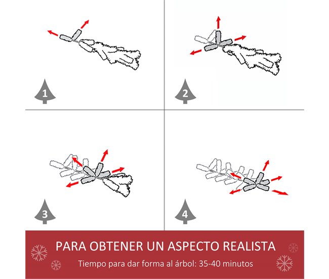 Árvore de Natal PVC, PE, Aço HOMCOM, casa - natal Multicor