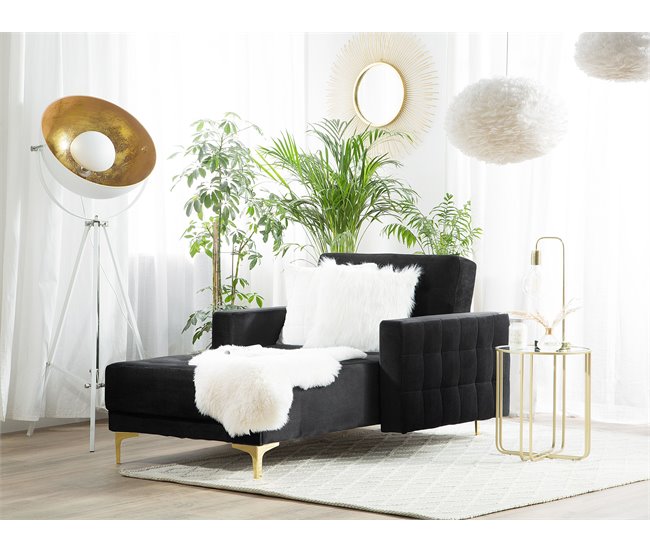 Beliani Chaise longue Veludo ABERDEEN Areia