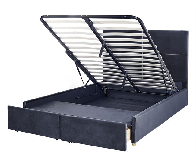 Beliani Cama baú Veludo VERNOYES 148x214 Preto